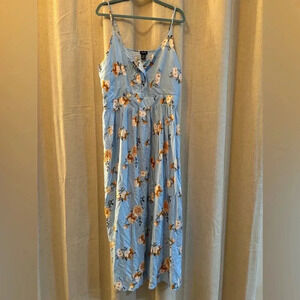 Justify‎ Front Tie Plus Size 3X Floral Midi Sundress. Adjustable Straps. Flowy.